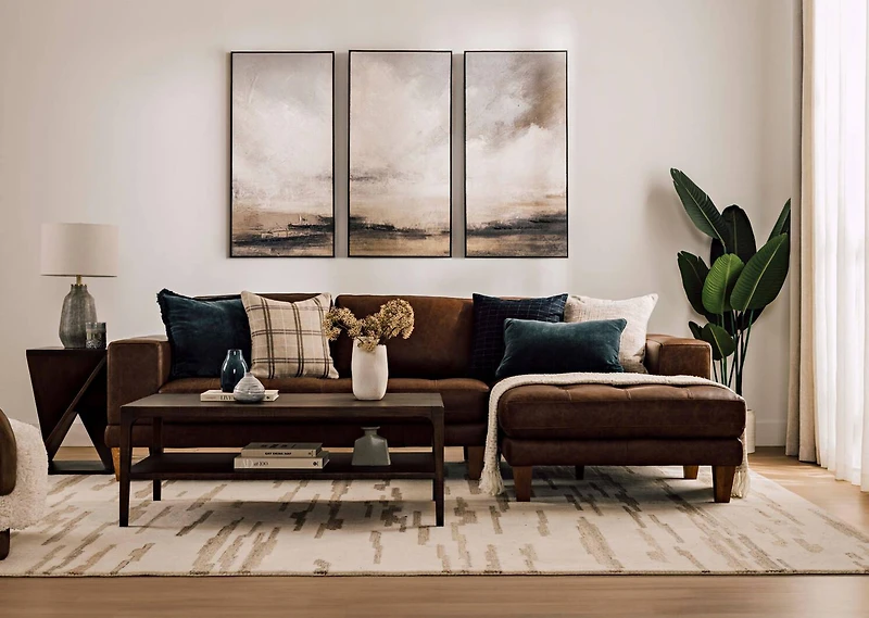 Carson Leather Sofa Chaise RCF -Wes Rum