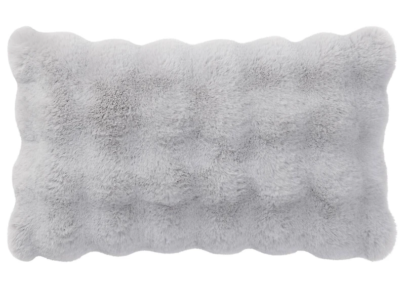 Zoey Faux Fur Pillow 14x24 Light Grey