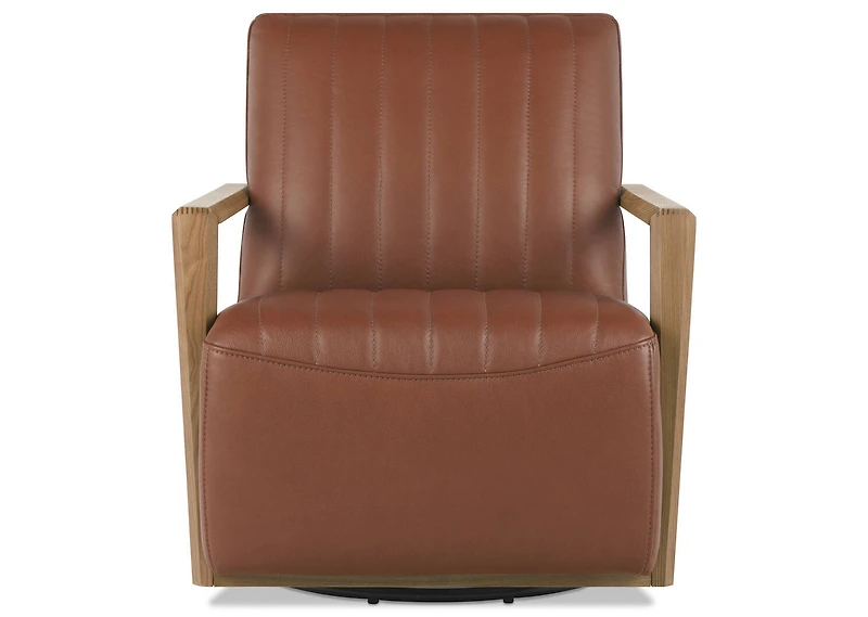 Simone Leather Swivel Chair -Ari Caramel