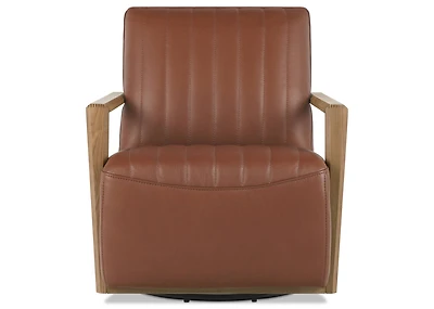 Simone Leather Swivel Chair -Ari Caramel