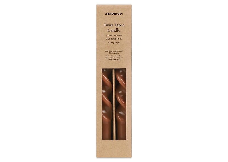 Twist Taper Candle Set Rust
