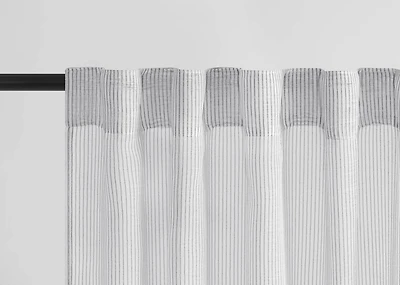 Tobbie Pinstriped Curtain 96 Ivory/Grey