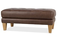 Carson Leather Ottoman -Wes Rum