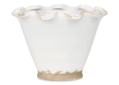 Ruffled Planter Large Antiqued White
