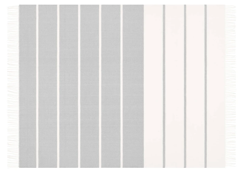 Reggie Striped Throw Ivory/Light Grey