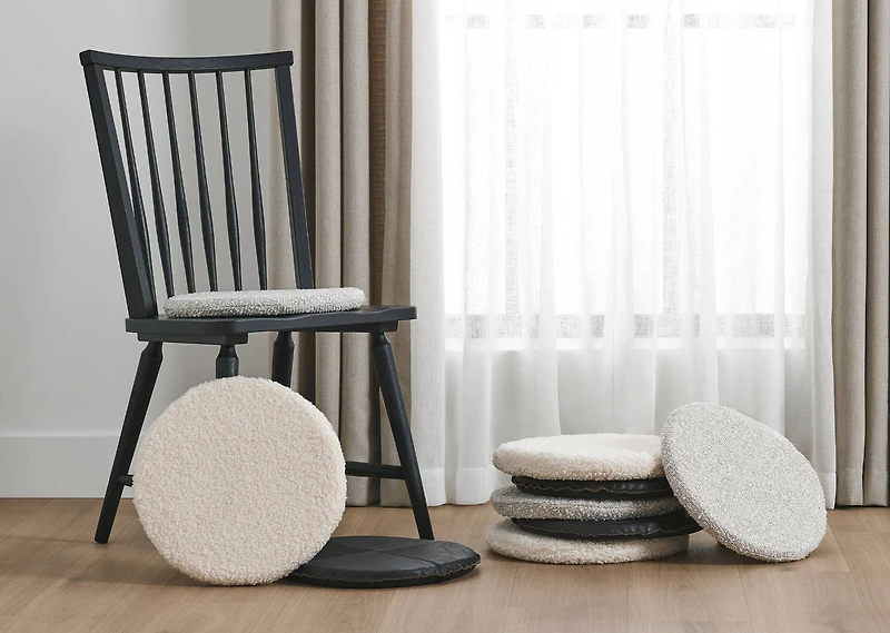 Circle Seat Cushion Sherpa Natural