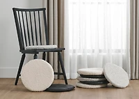 Circle Seat Cushion Sherpa Natural