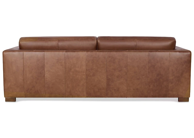 Gaetano Leather Sofa -Saddle Brown