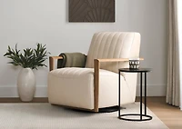 Simone Leather Swivel Chair -Ari Chalk