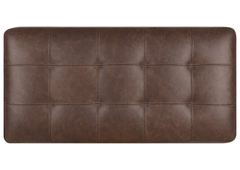 Carson Leather Ottoman -Wes Rum