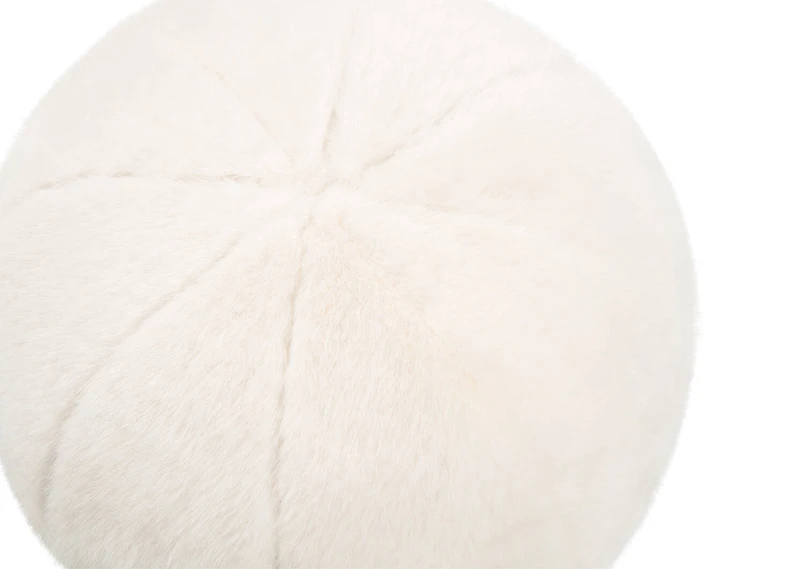 Tia Faux Fur Round Pillow Ivory