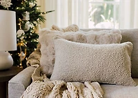 Zoey Faux Fur Pillow 14x24 Oyster