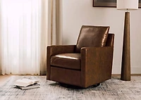 Sadie Leather Swivel Armchair -Arlo Rum