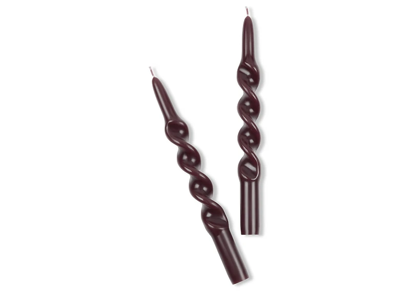 Twist Taper Candles Set Bordeaux