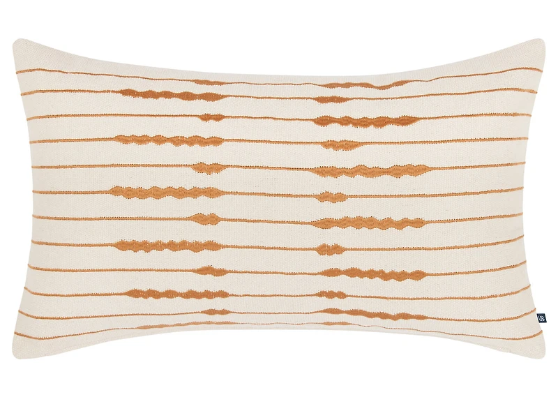Zeb Cotton Pillow 14x24 Ivory/Brown