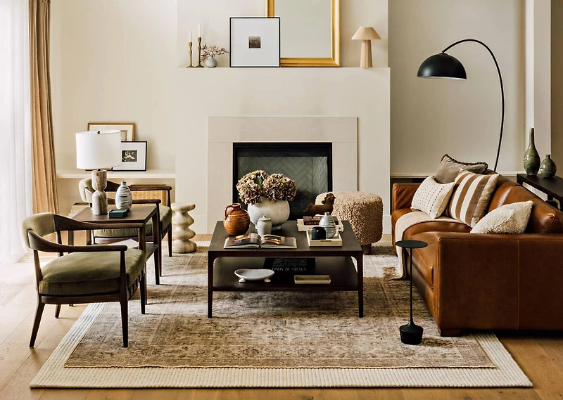 Solstice Accent Table -Faux Travertine