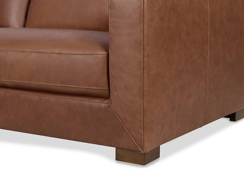 Gaetano Leather Sofa -Saddle Brown