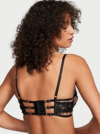 Satin Ziggy Glam Floral Embroidery Strappy Open-Cup Bra