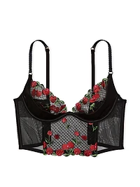 Cherry Embroidery Quarter-Cup Corset Top