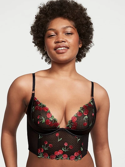 Cherry Embroidery Quarter-Cup Corset Top