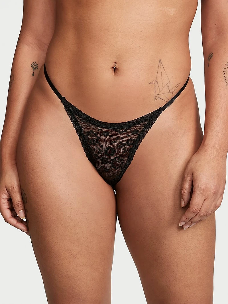 Lace Strappy-Back String Thong Panty