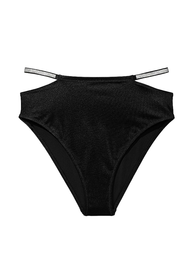 Shine Strap High-Waist Cheeky Bikini Bottom