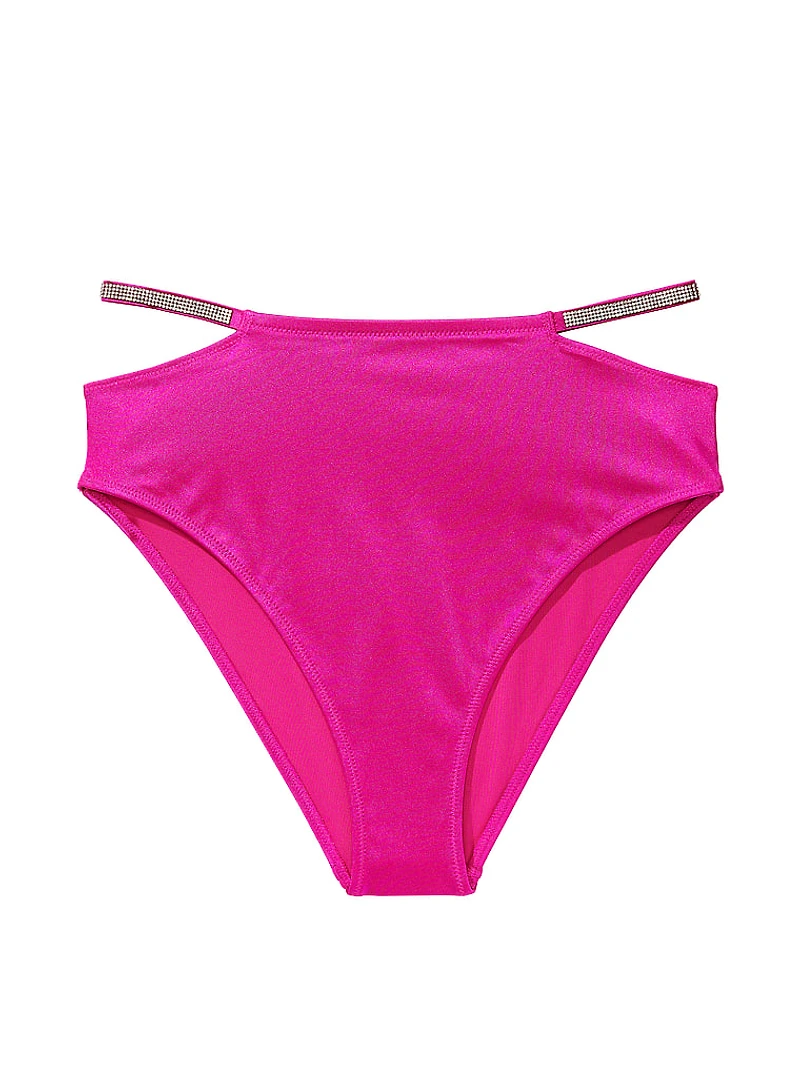 Shine Strap High-Waist Cheeky Bikini Bottom