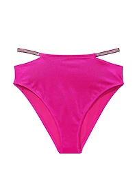 Shine Strap High-Waist Cheeky Bikini Bottom