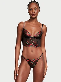 Cherry Embroidery Quarter-Cup Corset Top