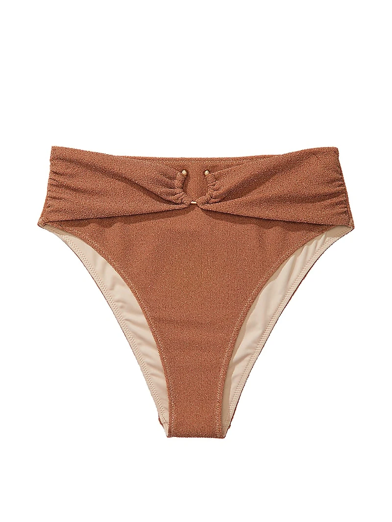 Shimmer High-Waist Cheeky Bikini Bottom
