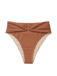 Shimmer High-Waist Cheeky Bikini Bottom