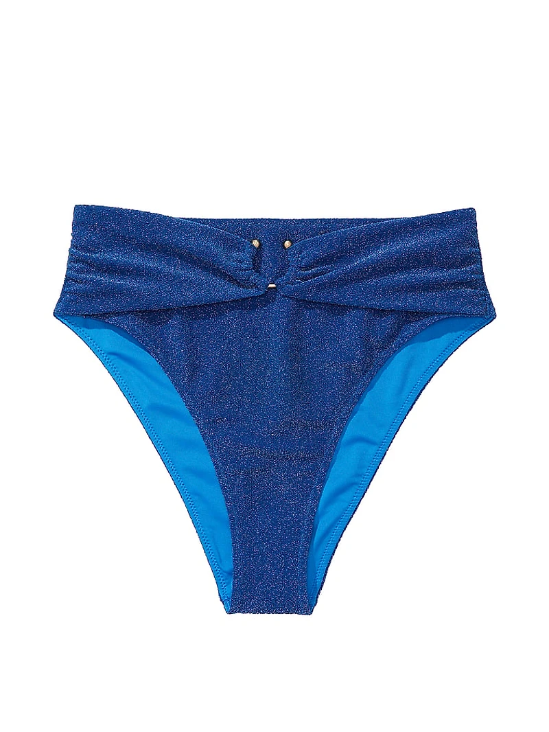 Shimmer High-Waist Cheeky Bikini Bottom
