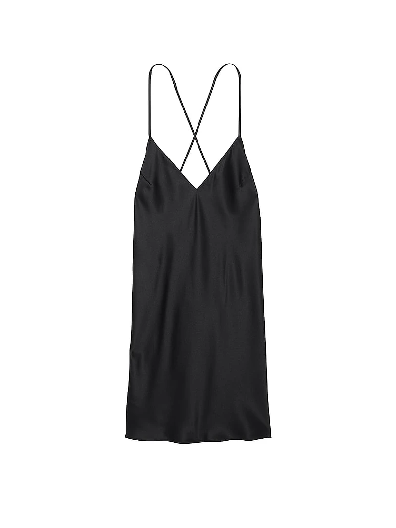 Satin Open-Back Slip Dress