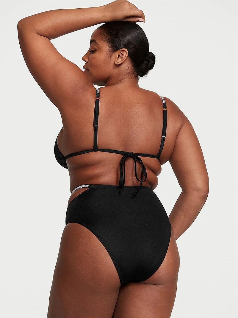 Shine Strap High-Waist Cheeky Bikini Bottom