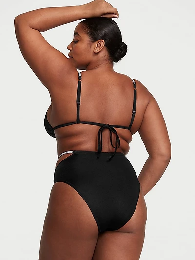 Shine Strap High-Waist Cheeky Bikini Bottom