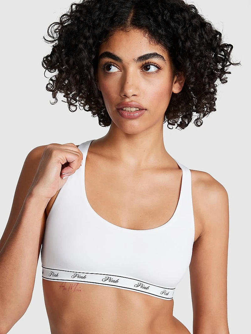 Logo Cotton Racerback Bralette
