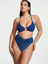 Shimmer High-Waist Cheeky Bikini Bottom