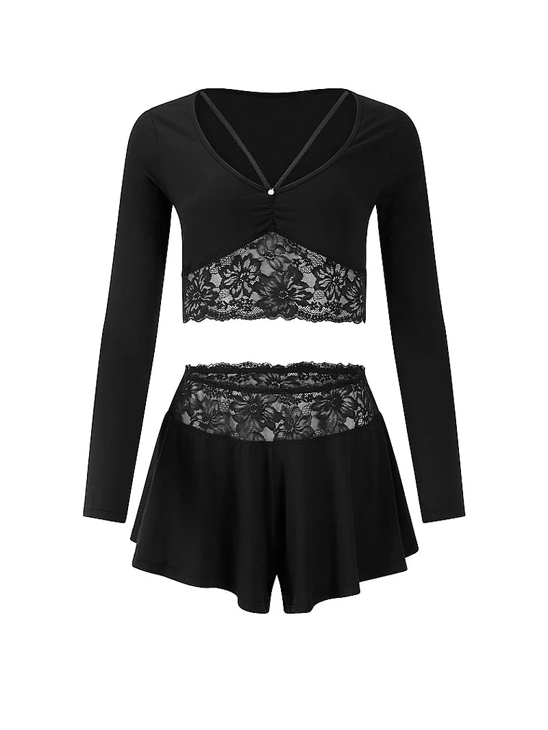 Madelynne Long Sleeve Top + Short Sleep Set