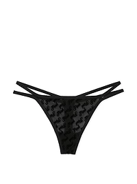 Logo Mesh Strappy Thong Panty