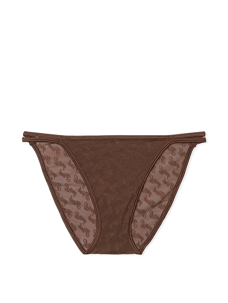 Logo Mesh Strappy Cheeky Panty