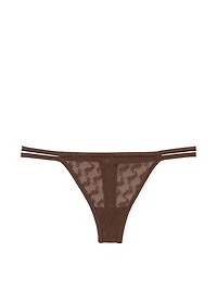 Logo Mesh Strappy Thong Panty