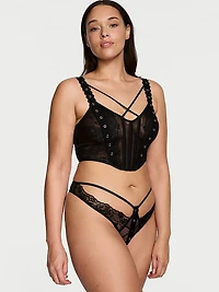 Rose Lace & Grommet Strappy Corset Top