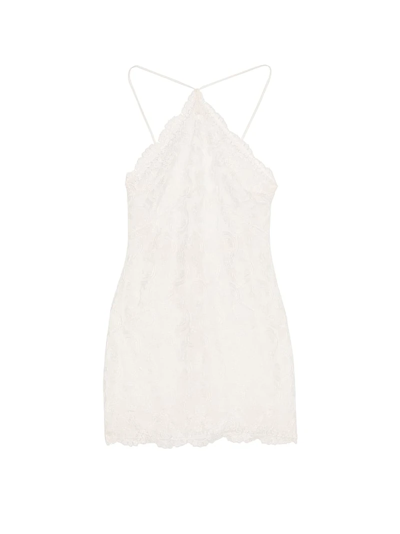 Boho Floral Embroidery Halter Slip