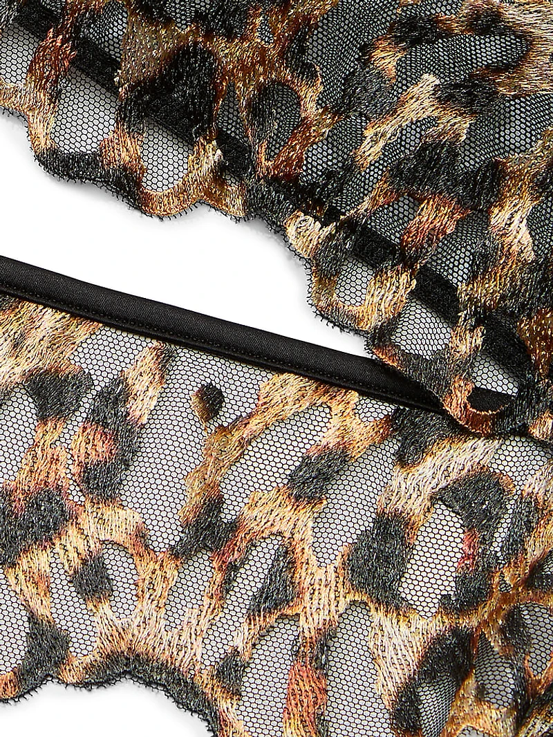Leopard Embroidery Strappy Bra Top