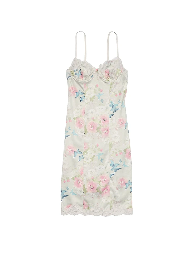 Wicked Satin Lace-Trim Slip Dress