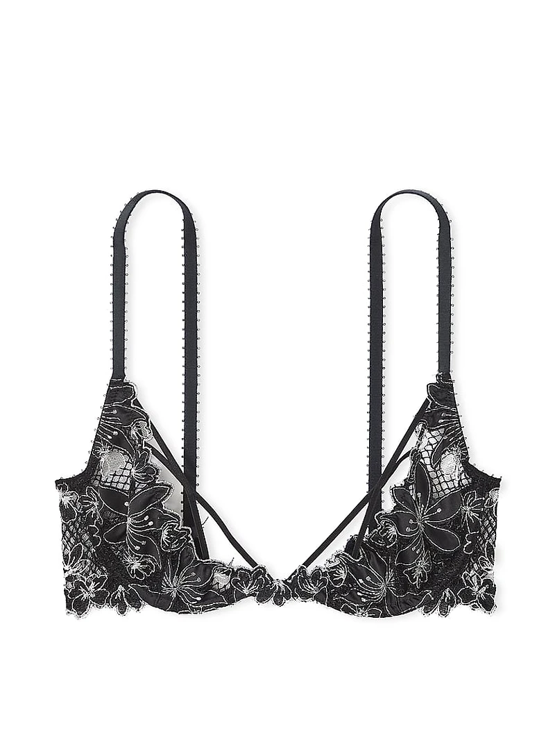 Ziggy Glam Embroidery Peekaboo Low-Cut Demi Bra