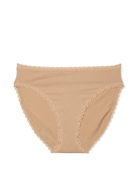 Lace-Trim Cotton High-Leg Brief Panty