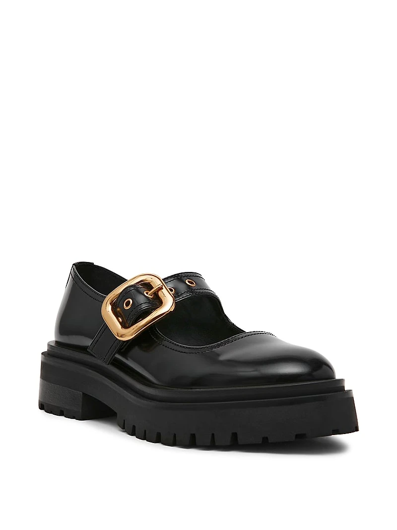 Lyndon Black Leather Mary Jane Loafers