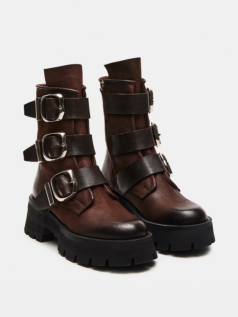 Roland Brown Leather Ankle Booties