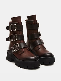 Roland Brown Leather Ankle Booties